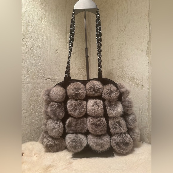 Handbags - Rabbit Pom-Pom Bag - Black and Gray